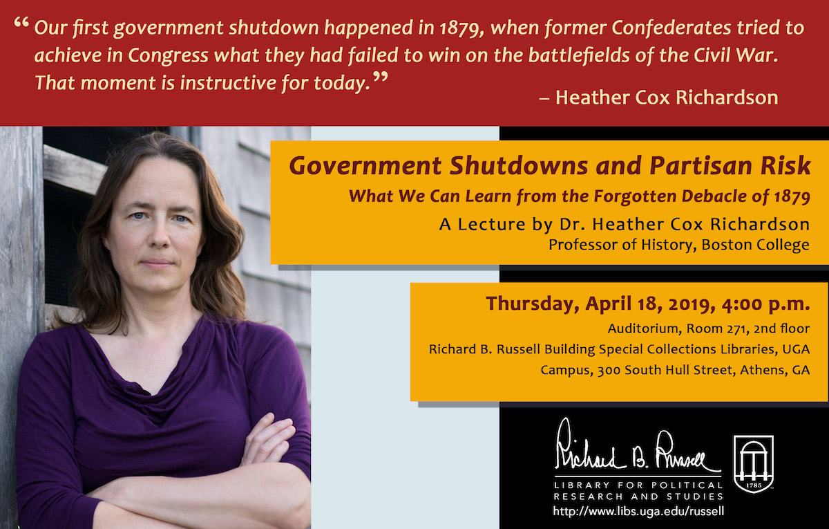 Event graphic for "Government Shutdowns and Partisan Risk"
