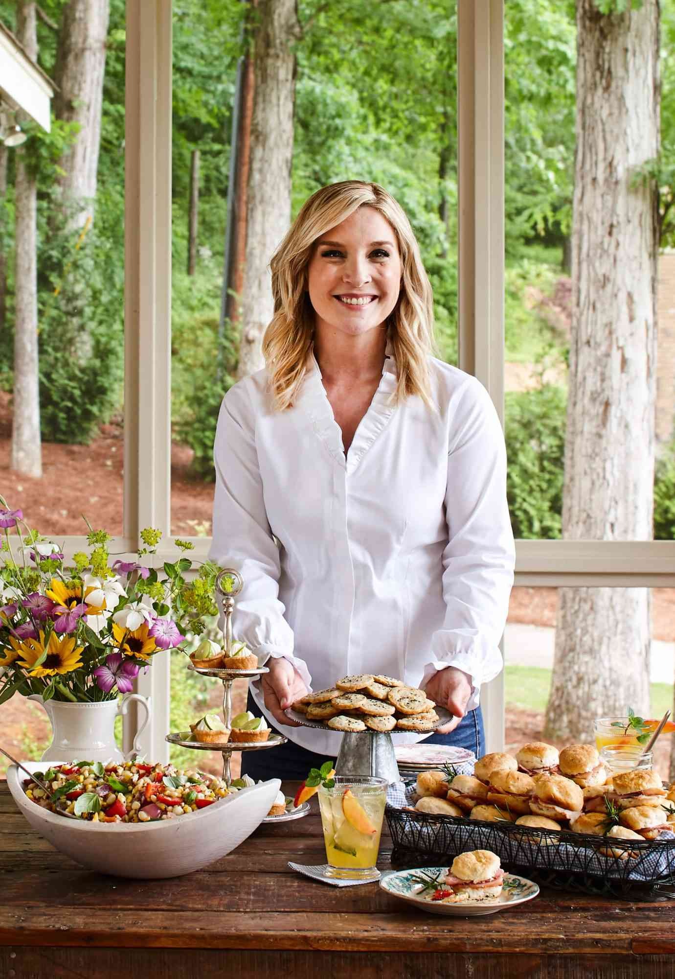 Rebecca Lang with an assortment of food
