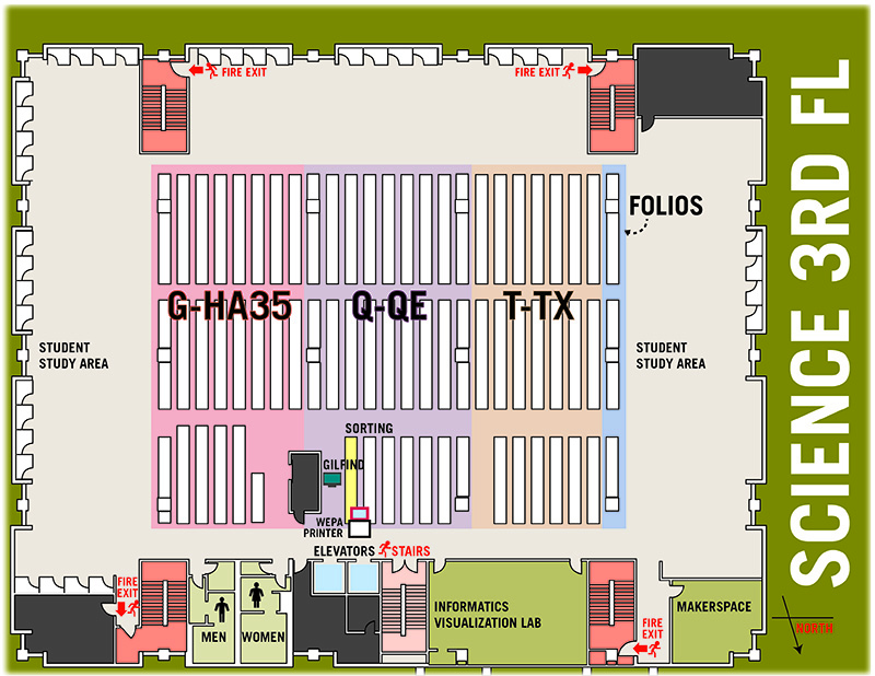 Floor map of third floor of the Science Library