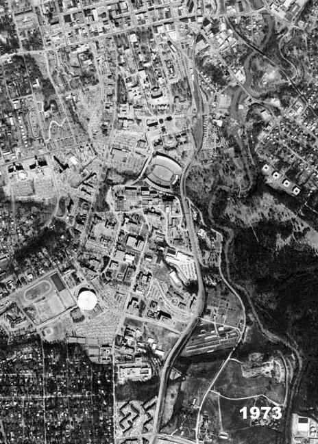 Aerial photograph of the UGA campus, 1973