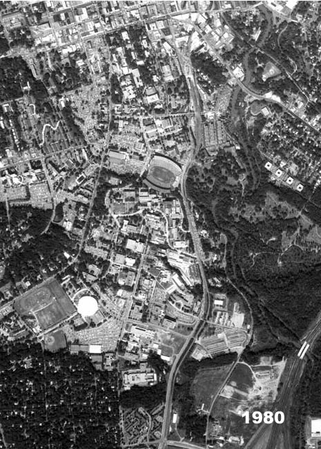 Aerial photograph of the UGA campus, 1980