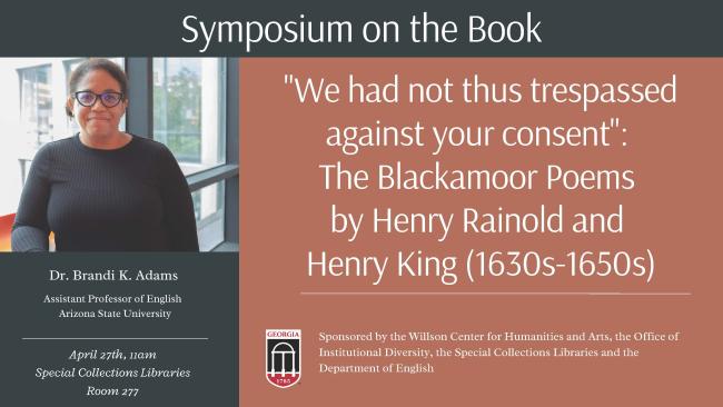 Event poster for Symposium on the Book