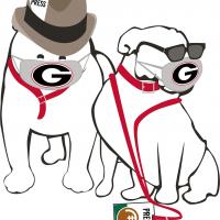 illustration of bulldogs with press credentials