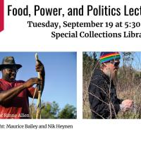 info Graphic for 2023 Food Power and Politics Lecture with speaker photos