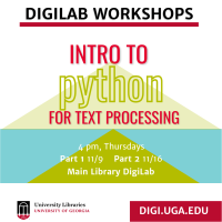 Intro to Python workshop flyer containing date and location info