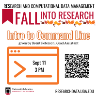 graphic for Fall Into Research event with fall leaves