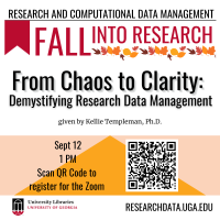 graphic for Fall Into Research event with fall leaves