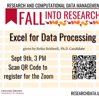 graphic for Fall Into Research event with fall leaves